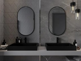 Mexen Loft oglindă de baie ovală 85 x 50 cm, ramă neagră - 9851-085-050-000-70