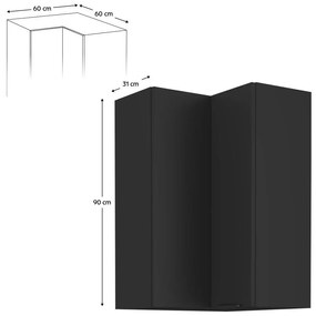 Dulap de bucătărie superior pe colț Sobera 60x60 GN 90 2F (negru). 1097003