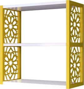 Raft de perete din PAL/PPE, Lulu Homs, alb-galben, 50 x 45 x 20 cm