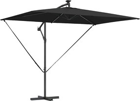 vidaXL Umbrelă de soare Negru 294 x 200 x 270 cm Poliester și Aluminiu