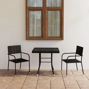 Set mobilier de gradina, 3 piese, negru, poliratan Negru, Lungime masa 80 cm, 2