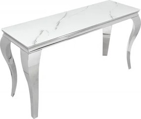Consola eleganta Modern Barock 145cm, argintiu/ aspect de marmura