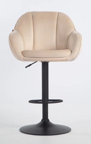 HR2055W Scaun Crem din Catifea cu Bază Neagră
