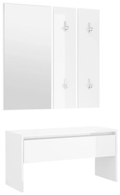 808789 vidaXL Set de mobilier pentru hol, alb extralucios, lemn prelucrat