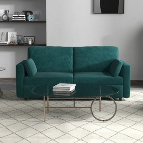 Canapea clasică cu 3 locuri cu scaun capitonat și arcuri, canapea din catifea pentru living și birou cu perne, 178x82x85cm verde HOMCOM | Aosom RO
