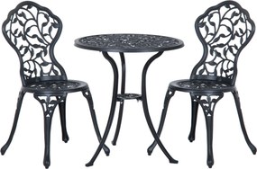 Outsunny 3pcs Patio Bistro Set Cast Aluminum Table Chair Outdoor Furniture Antique Black | Aosom Romania