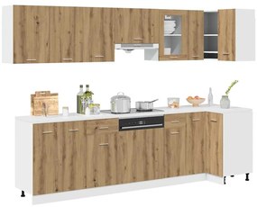 vidaXL Set dulapuri bucătărie 11 piese Artisan Stejar lemn prelucrat