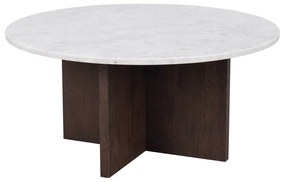Măsuță de cafea albă/maro rotundă din marmură 90x90 cm Brooksville - Rowico