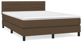 3140140 vidaXL Pat continental cu saltea, maro închis, 140x200 cm, textil