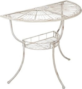 Consolă din metal stil brocante, finisaj alb antichizat, „Adélaide”