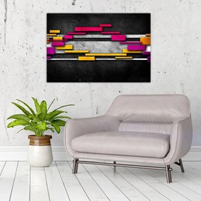 Tablou - Abstrac colorat, fundal negru (90x60 cm)