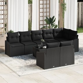 vidaXL Set de canapele pentru grădină 9 pcs Negru Rattan poli