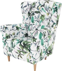 Fotoliu, material textil model frunze verzi, CHARLOT