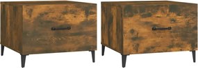 vidaXL Măsuțe cafea picioare metalice 2 buc stejar fumuriu 50x50x40 cm