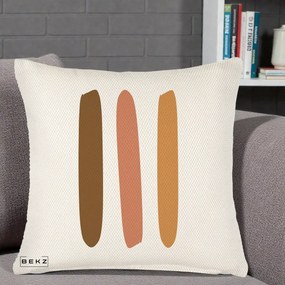 Perna Decorativa Abstract Linii Terracotta, 40x40 cm, Crem Reliefat, Husa Detasabila, Perna Inclusa, BEKZ®
