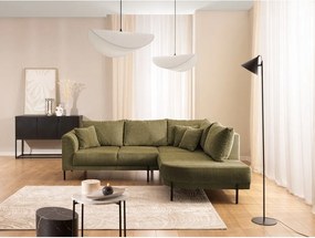 Colțar verde cu tapițerie din chenille (cu colț pe partea dreaptă/în formă de ”L”) Mauris – Ropez