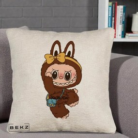 Perna Personalizata Kabuda Maro cu Funda Aurie, 40x40 cm, Bej Canapea, Husa Detasabila, Perna Inclusa, BEKZ®