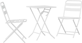 vidaXL Set Bistro de Grădină 3 pcs Alb Oțel