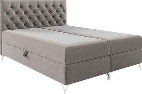 Pat cu boxspring, 160x200, ţesătură gri-bej Taupe Velvet, GULIETTE + cadou
