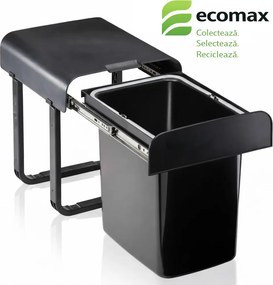 Cos gunoi incorporabil Aladin Black Bio 40 Ecomax, cu extragere totala, negru, 1 x 16 l H:362 mm; L:287 mm; A:333 mm, Negru, Plastic 100% reciclat