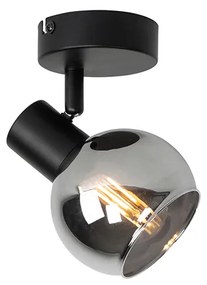 Spot Art Deco negru cu sticlă fumurie - Vidro