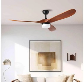 Ventilator LED de tavan ZEVENTI GINOSA LED/18W/230V Wi-Fi Tuya negru/stejar + telecomandă