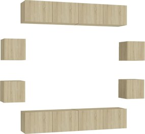 vidaXL Set de dulapuri TV, 8 piese, stejar sonoma, lemn prelucrat