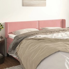 3118699 vidaXL Tăblie de pat cu aripioare roz 203x16x78/88 cm catifea