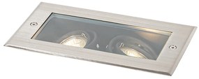 Spot modern de sol din oțel cu 2 lumini reglabile IP65 - Oneon
