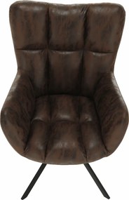 Fotoliu de design rotativ, maro ţesătură cu efect de piele întoarsă/negru, KOMODO