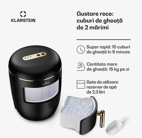 Klarstein Passau, mașină pentru cuburi de gheață, 2 dimensiuni, 15 kg/24, h Auto-Clean