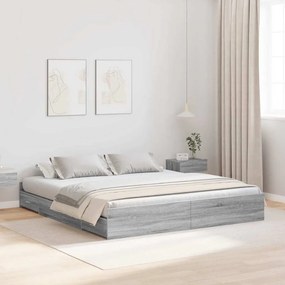 vidaXL Cadru de pat cu depozitare cu sertar cu headboard sonoma gri 180 x 200 cm