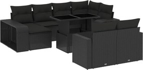 vidaXL Set canapele de grădină cu perne, 11 piese, negru, poliratan