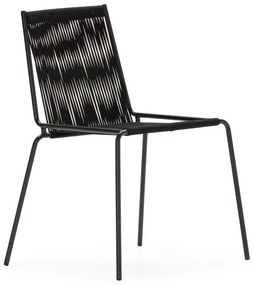 Scaune de dining negre stivuibile 2 buc. din metal Emily – Marckeric