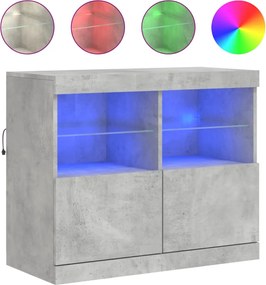 vidaXL Servantă cu lumini LED, gri beton, 81x37x67 cm