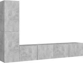 vidaXL Set de dulapuri TV, 4 piese, gri beton, lemn prelucrat