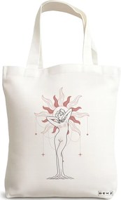 Sacosa de Panza pentru Cumparaturi, Geanta Tote, model Feminine Solar Aura, 38x34.5 cm, Alba, BEKZ®