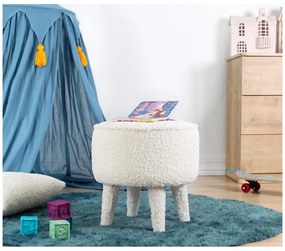 Puf de copii alb cu tapițerie din stofă bouclé Moouv – Artie