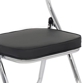 Scaun pliant din piele ecologica cu cadru metalic HRC 607 negru