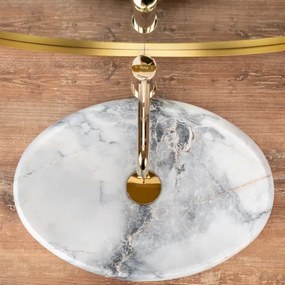 Lavoar pentru blat LINDA 34 x 48,5 cm, ceramică cu decor marmură - REA-U8567