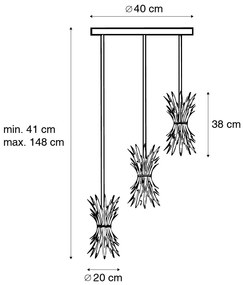 Lampă suspendată Art Deco aurie cu 3 lumini - Wesley
