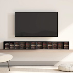 HOMCOM Set de 2 rafturi coloane dulap de depozitare CD-DVD 12 compartimente 21 x 22,5 x 88,5 cm capacitate 204 CD-uri negru | Aosom Romania