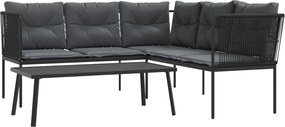 vidaXL Set canapea de grădină cu perne, negru, oțel și textilenă