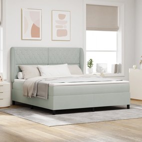 vidaXL Pat cu arcuri cu saltea Gri deschis 180 x 200 cm Catifea