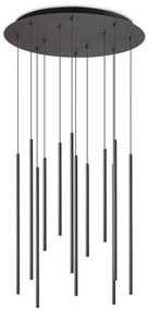 Lustra cu 12 pendule LED design tubular FILO sp12 2700k negru