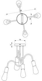 Lustră aplicată DOW 4xE27/60W/230V