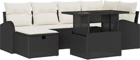 vidaXL Set de canapele pentru grădină cu pernă 7 pcs Negru Rattan poli
