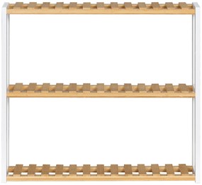 HOMCOM Raft de perete din bambus cu 3 polițe flotante pentru living, dormitor, bucătărie 60x15x54 cm natural și alb | Aosom Romania
