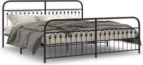 vidaXL Cadru pat metalic cu tăblii de cap/picioare, negru, 193x203 cm