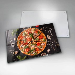 Placă sticla protectie aragaz Pizza cu ciuperci